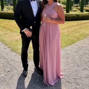 Azazie Mauve Crisscross Maxi Dress